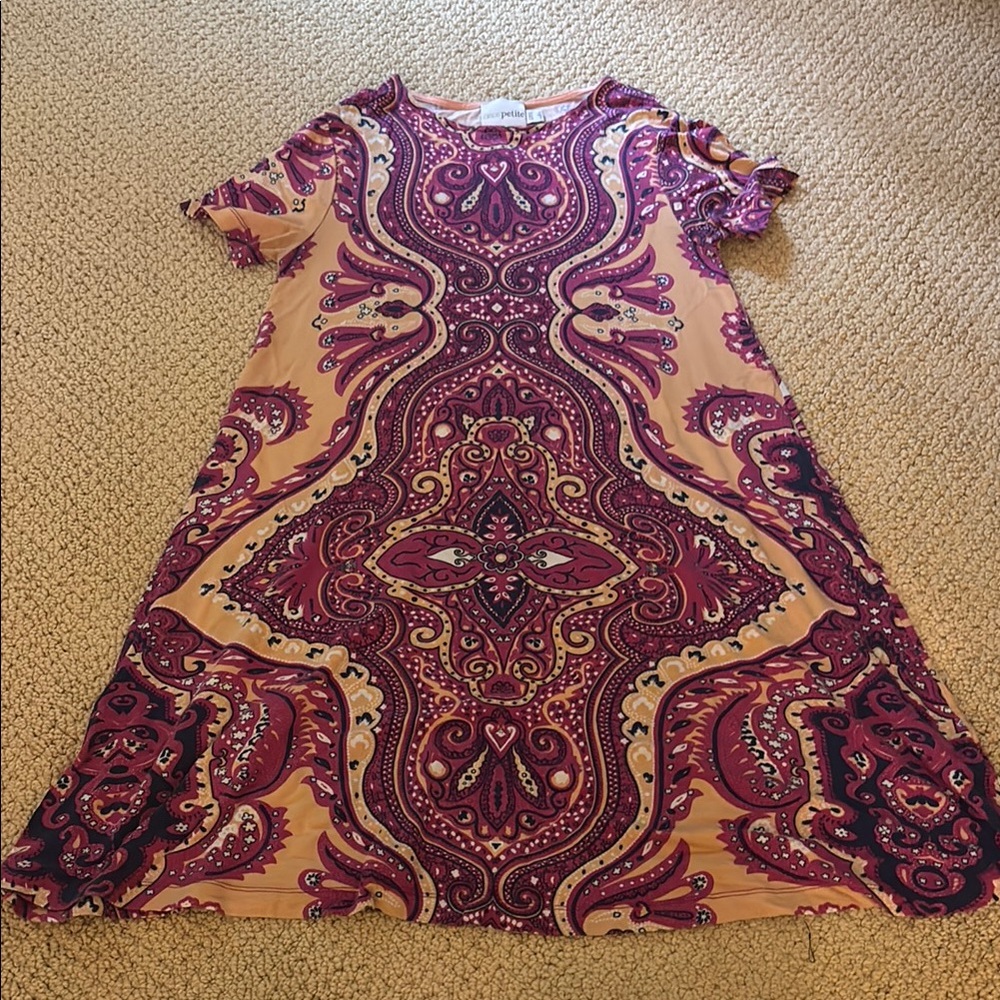 Paisley Patterned Dress in Pink and Purple